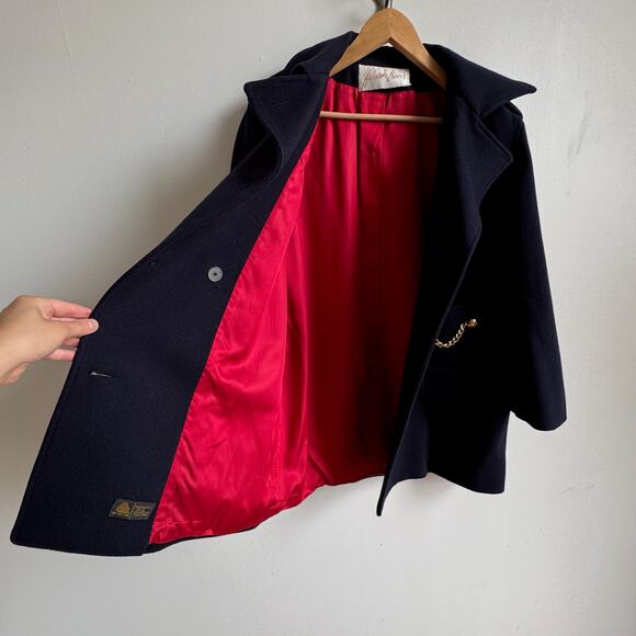 Vintage Wool FLORENCE TRAVIS Navy Pea Coat - Picture 6 of 7